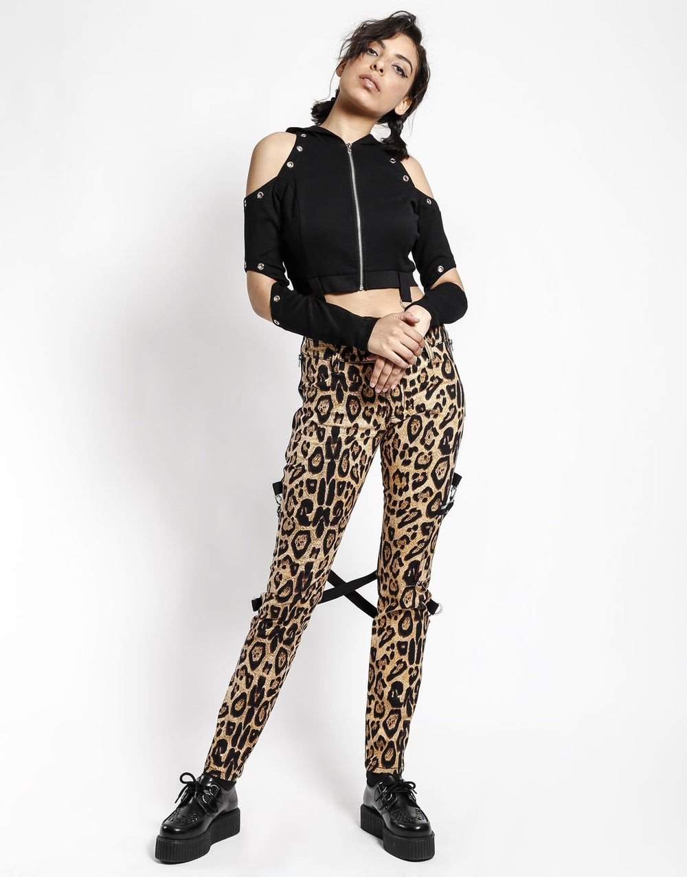 Pull-on trousers - Beige/Leopard print - Ladies | H&M IN